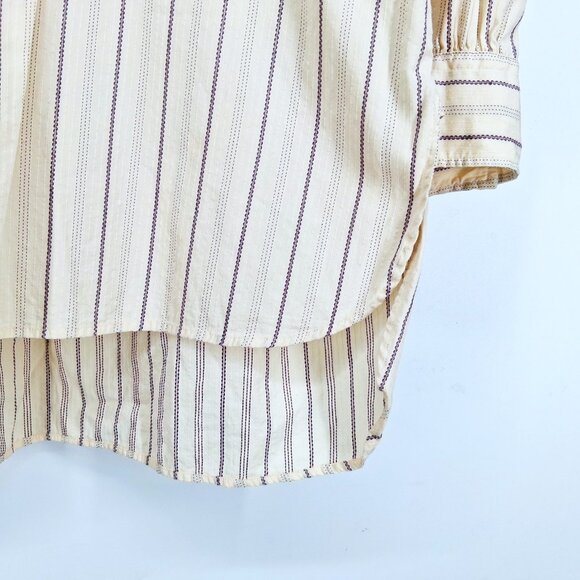 RALPH LAUREN Blue Label Vintage Peasant Poet Bib Blouse Cream Purple Stripe 10 - Picture 6 of 13